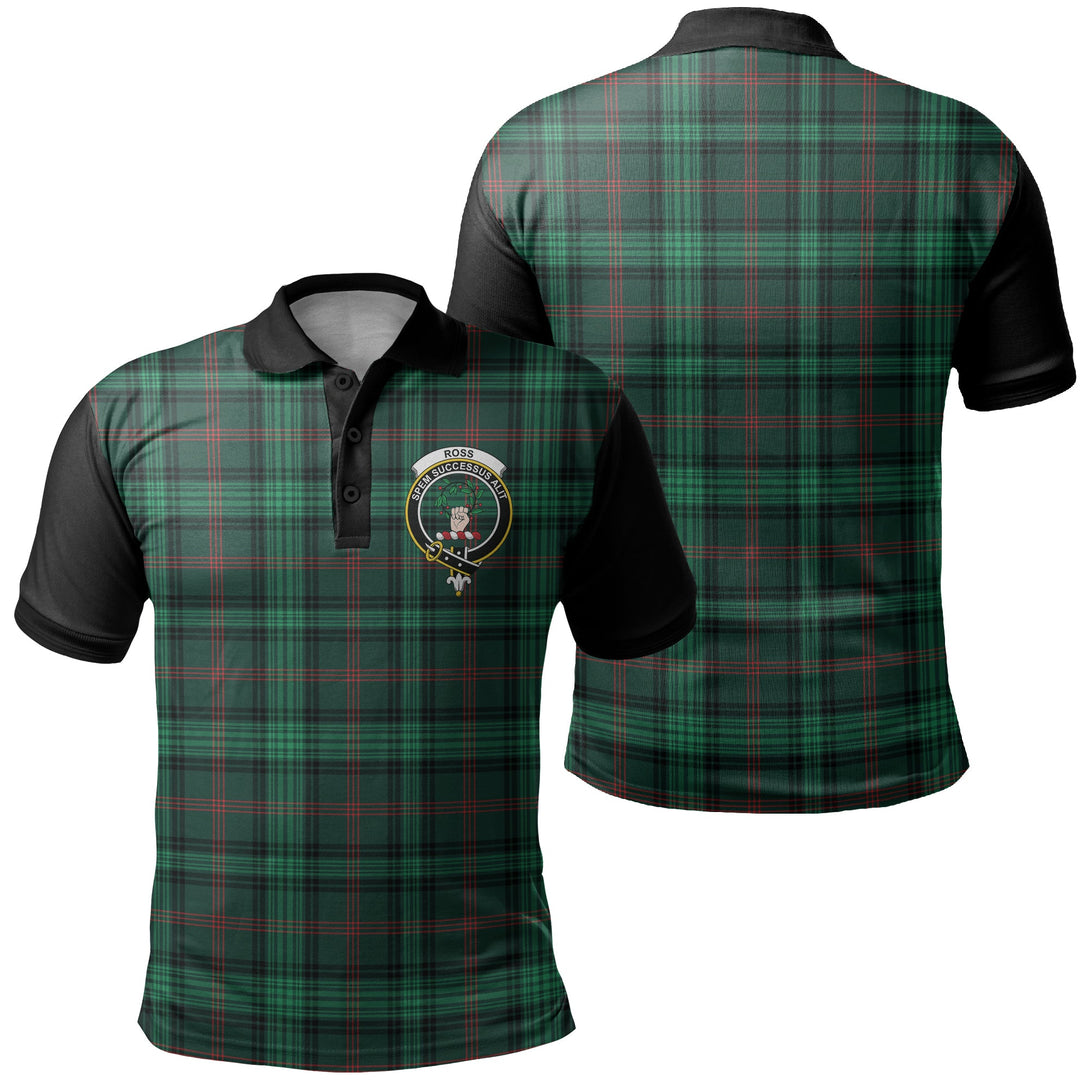 Ross Hunting Modern Tartan Crest Polo Shirt Black Neck 1 Style