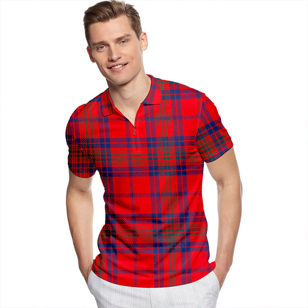 Ross Old Modern Tartan Classic Lapel Zip Short Sleeve Polo