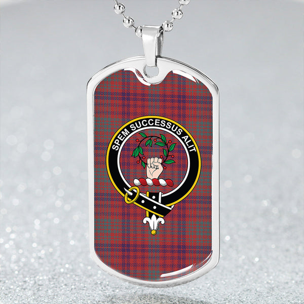 Ross Weathered Clan Badge Classic Tartan Dog Tag Necklace