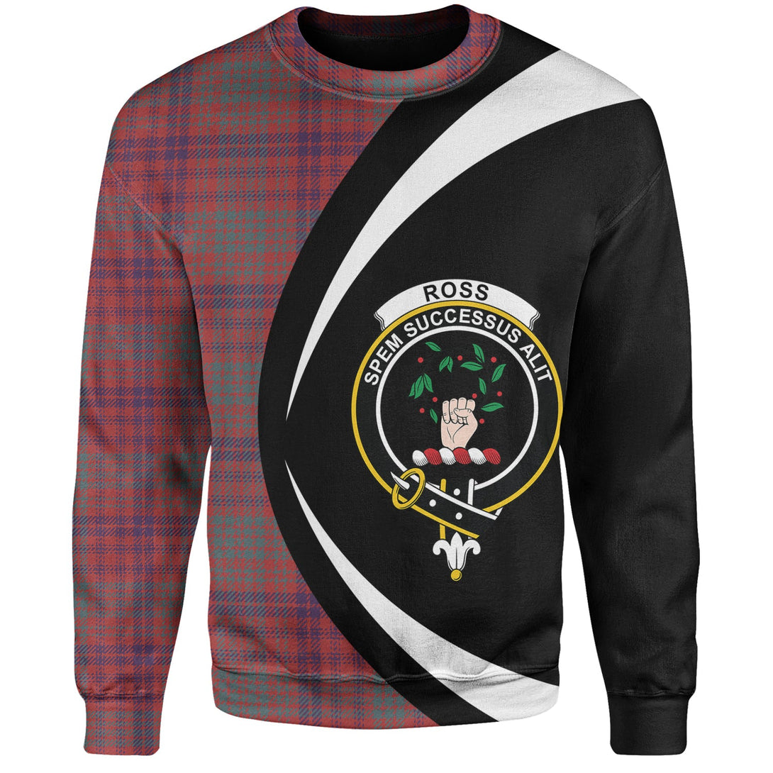 Ross Weathered Clan Badge Tartan Sweatshirt Circle Style Personalized