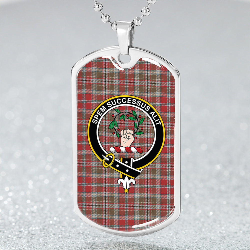 Ross Wedding Dress Weathered Clan Badge Classic Tartan Dog Tag Necklace