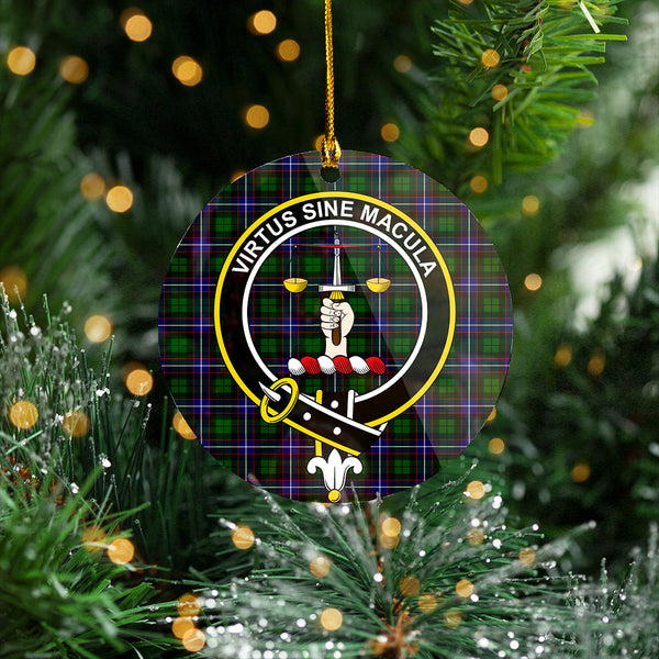 Russell Modern Clan Badge Tartan Plastic Christmas Ornaments