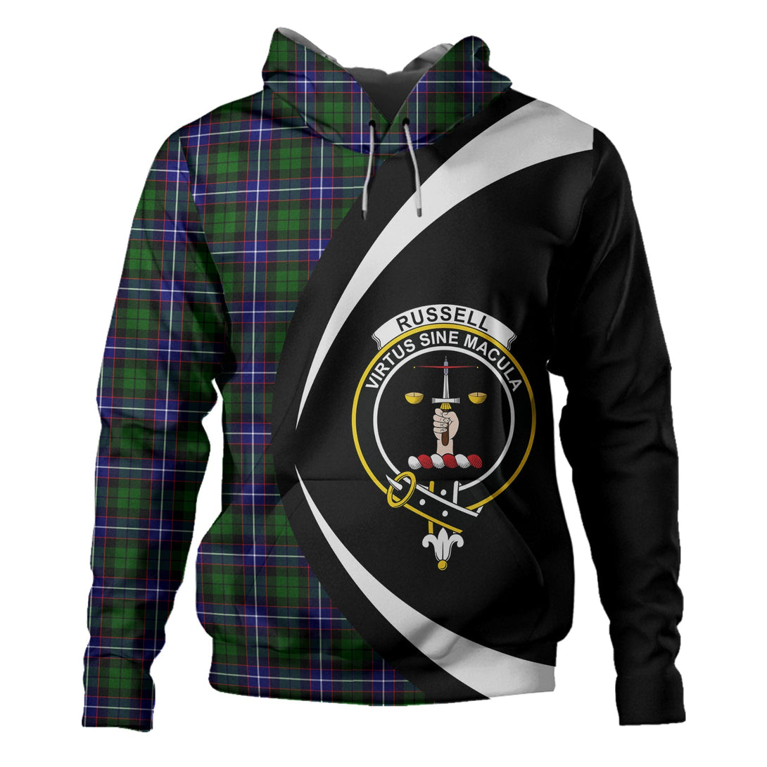 Russell Modern Clan Badge Tartan Hoodie Circle Style