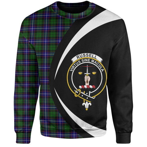 Russell Modern Clan Badge Tartan Sweatshirt Circle Style Personalized