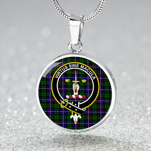 Russell Modern Clan Badge Tartan Classic Circle Necklace