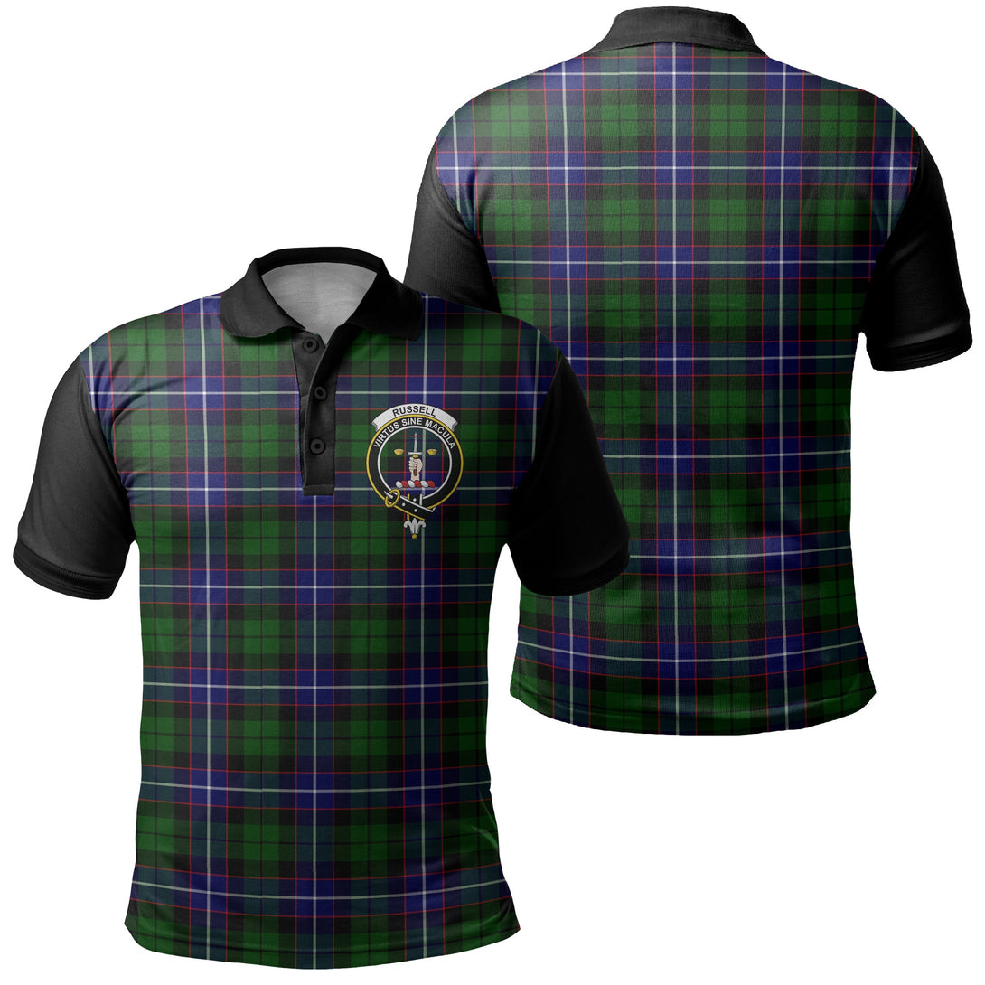 Russell Modern Tartan Crest Polo Shirt Black Neck 1 Style