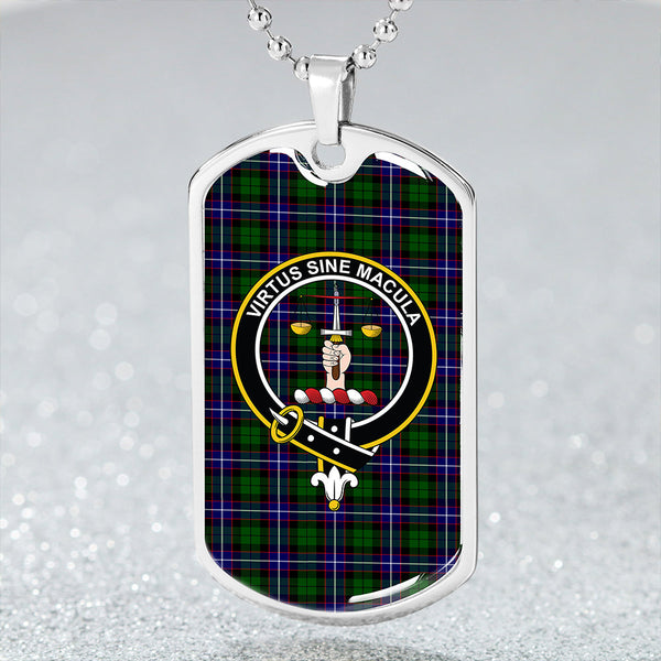 Russell Modern Clan Badge Classic Tartan Dog Tag Necklace