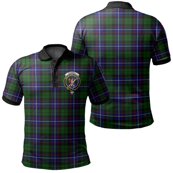 Russell Modern Tartan Crest Polo Shirt Black Neck 2 Style