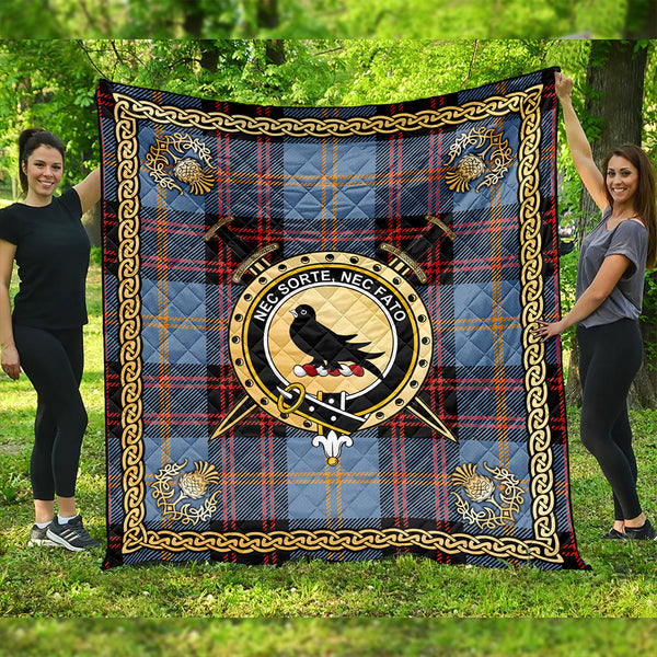 Rutherford Ancient Clan Badge Tartan Premium Quilt Celtic Shield