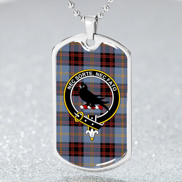 Rutherford Ancient Clan Badge Classic Tartan Dog Tag Necklace