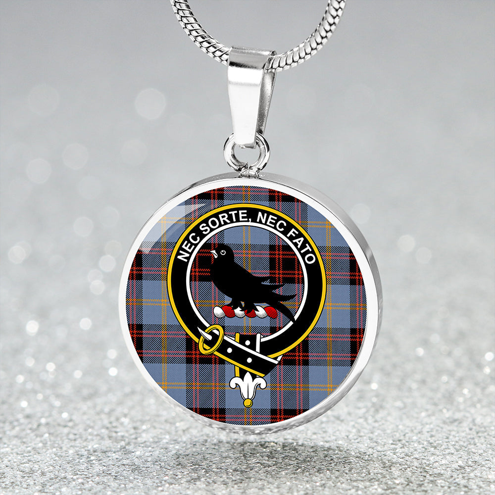 Rutherford Ancient Clan Badge Tartan Classic Circle Necklace