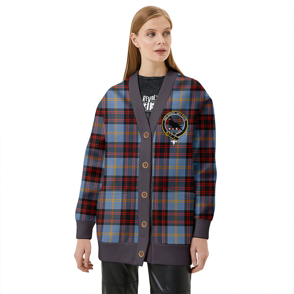 Rutherford Ancient Clan Badge Tartan V-neck Cardigan