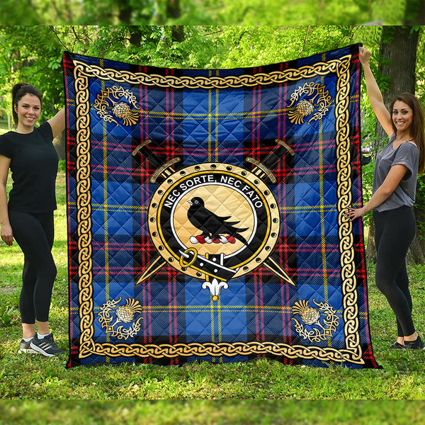 Rutherford Modern Clan Badge Tartan Premium Quilt Celtic Shield