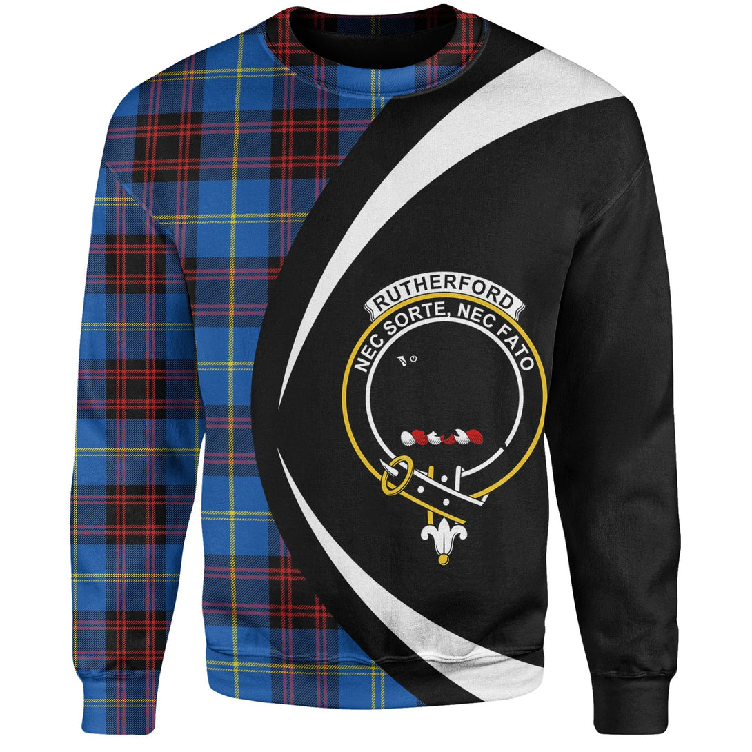 Rutherford Modern Clan Badge Tartan Sweatshirt Circle Style Personalized