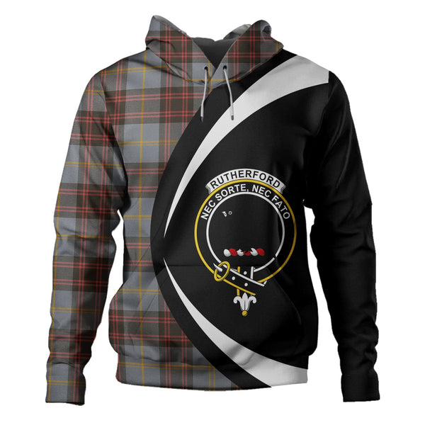 Rutherford Weathered Clan Badge Tartan Hoodie Circle Style