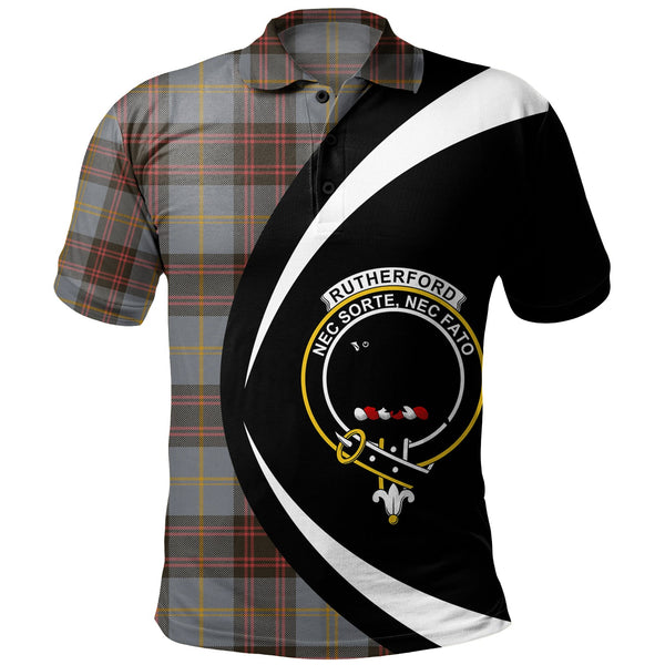 Rutherford Weathered Clan Badge Tartan Polo Shirt Circle Style Personalized