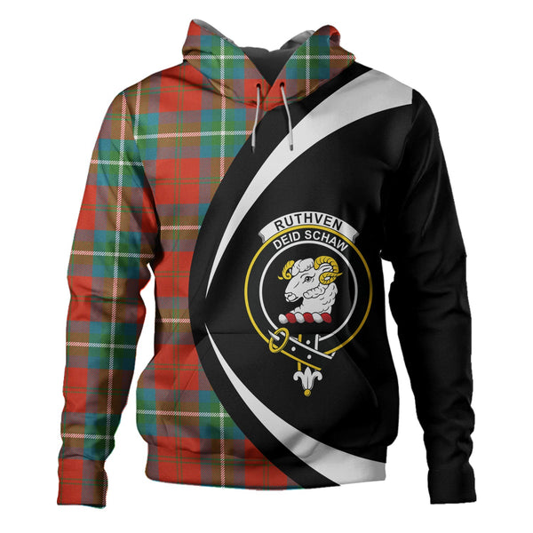 Ruthven Ancient Clan Badge Tartan Hoodie Circle Style