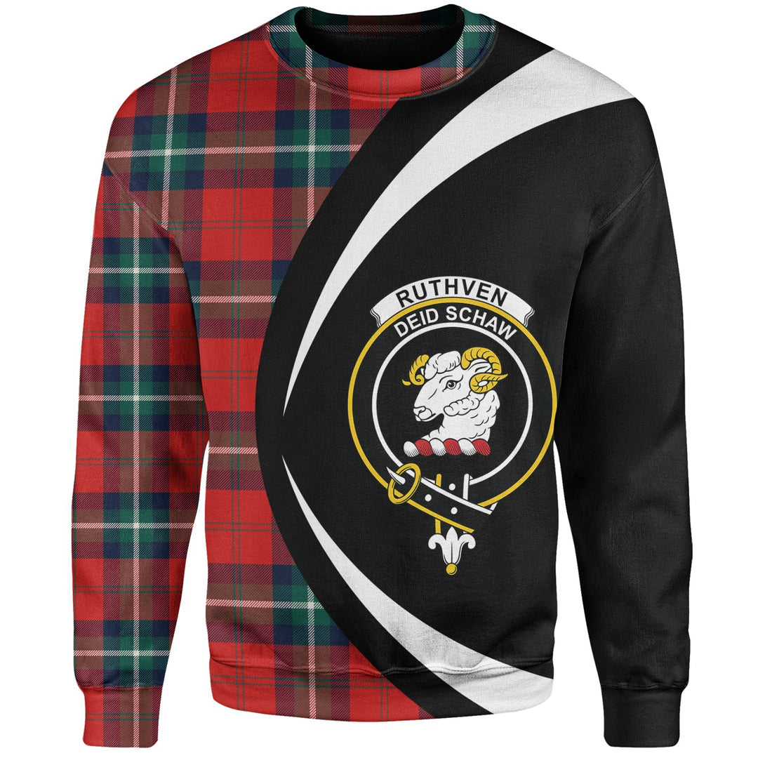 Ruthven Modern Clan Badge Tartan Sweatshirt Circle Style Personalized