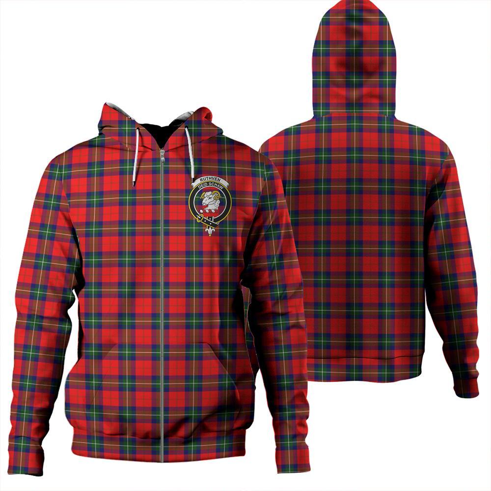 Ruthven Modern Tartan Classic Crest Zipper Hoodie