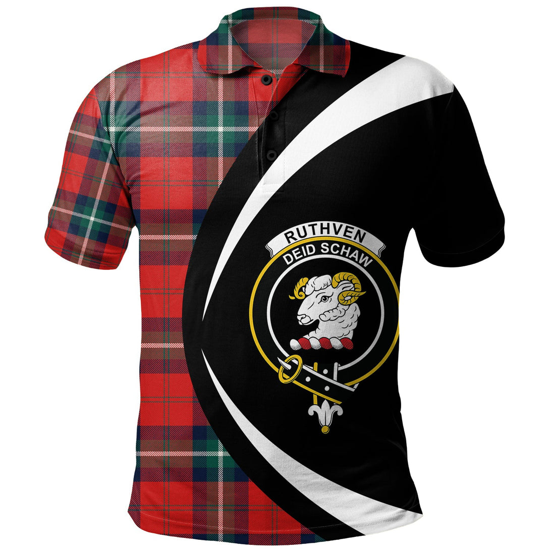 Ruthven Modern Clan Badge Tartan Polo Shirt Circle Style Personalized