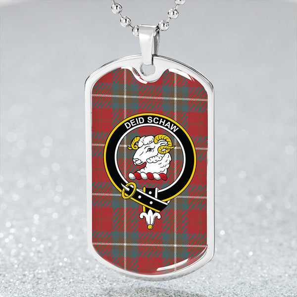 Ruthven Weathered Clan Badge Classic Tartan Dog Tag Necklace