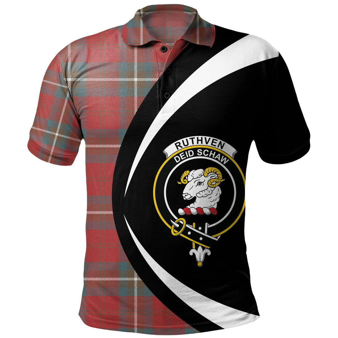 Ruthven Weathered Clan Badge Tartan Polo Shirt Circle Style Personalized