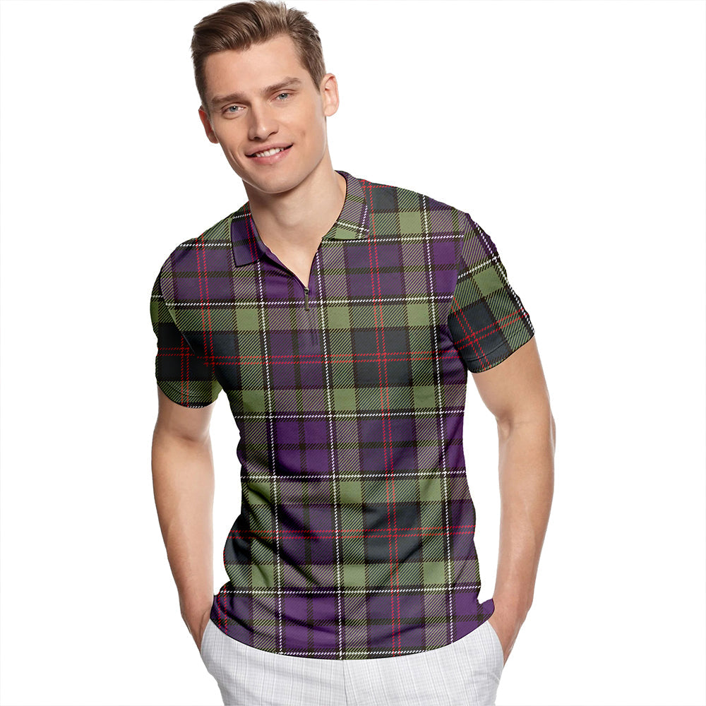 Rutledge Weathered Tartan Classic Lapel Zip Short Sleeve Polo