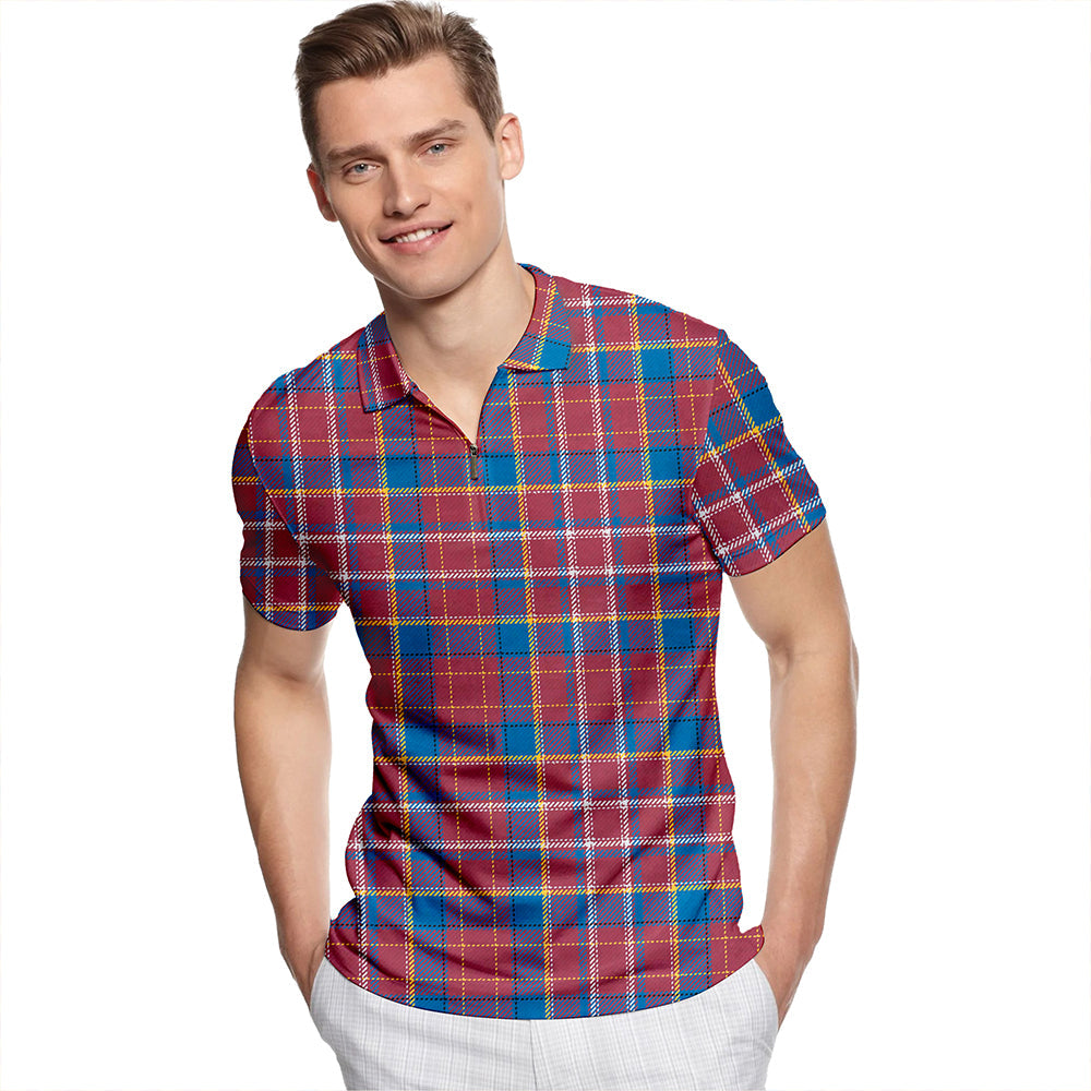 Ruxton Hunting Ancient Tartan Classic Lapel Zip Short Sleeve Polo