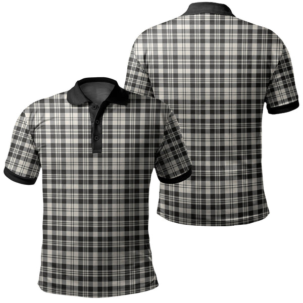 Scott Black & White Ancient Tartan Classic Polo Shirt Black Neck 2 Style