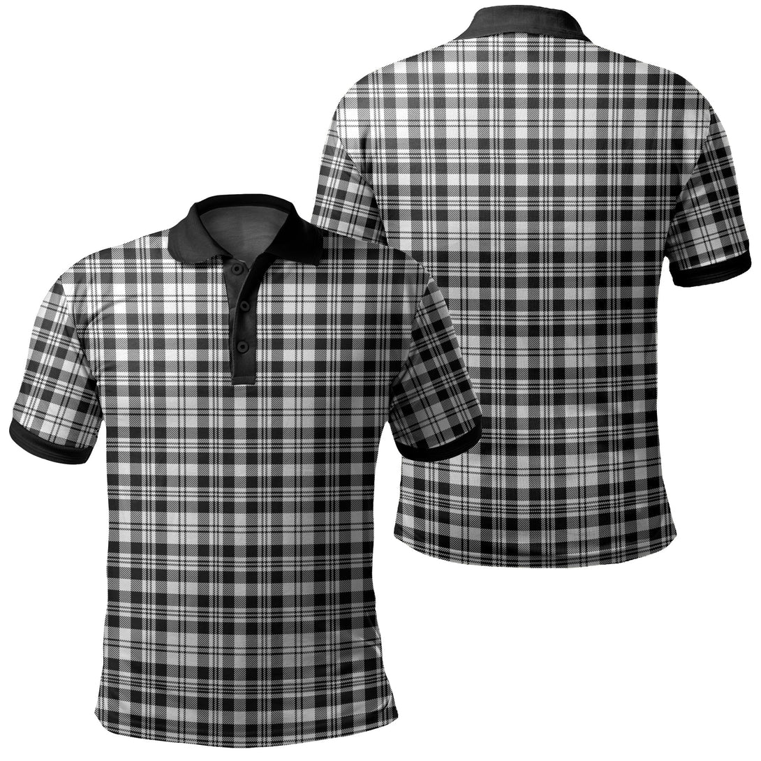 Scott Black & White Modern Tartan Classic Polo Shirt Black Neck 2 Style