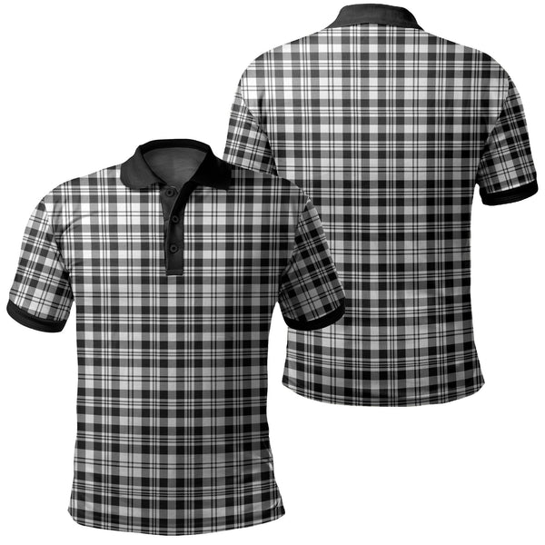 Scott Black & White Modern Tartan Classic Polo Shirt Black Neck 2 Style