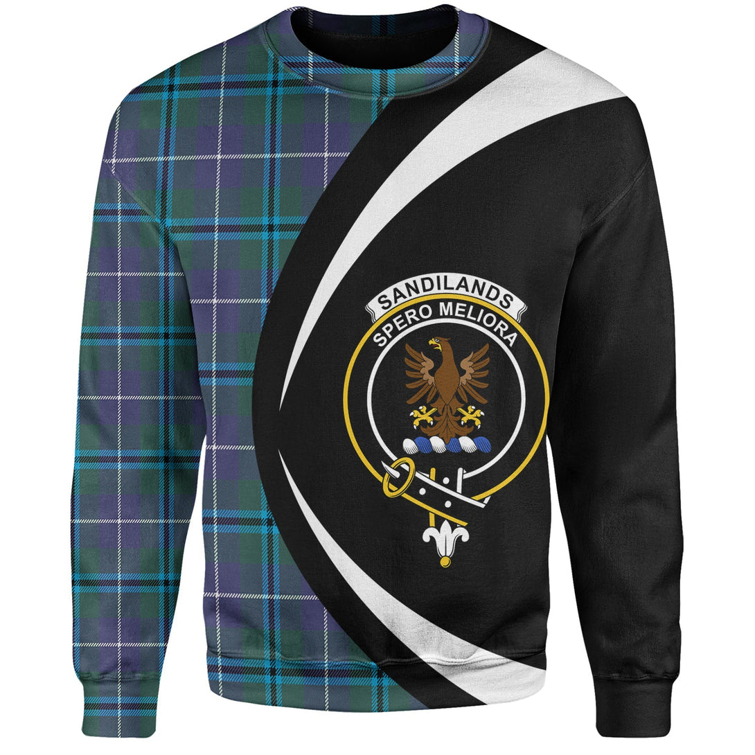 Sandilands Clan Badge Tartan Sweatshirt Circle Style Personalized