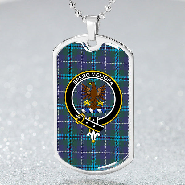 Sandilands Clan Badge Classic Tartan Dog Tag Necklace