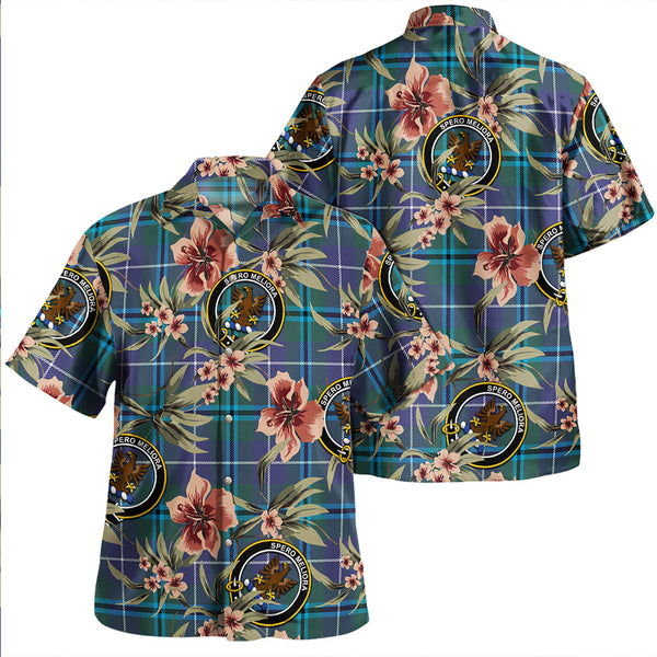 Sandilands Clan Badge Tartan Aloha Hawaiian Shirt Tropical Old Style