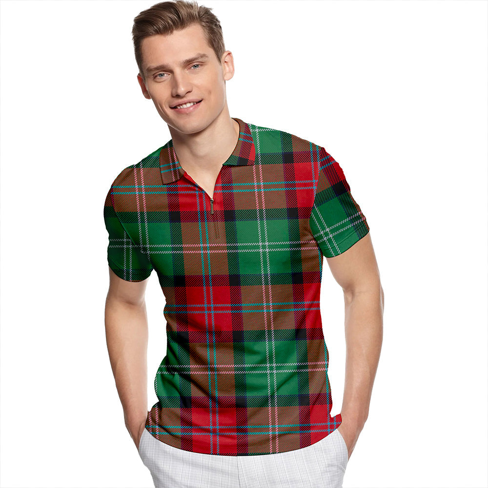 Sawyer Modern Tartan Classic Lapel Zip Short Sleeve Polo