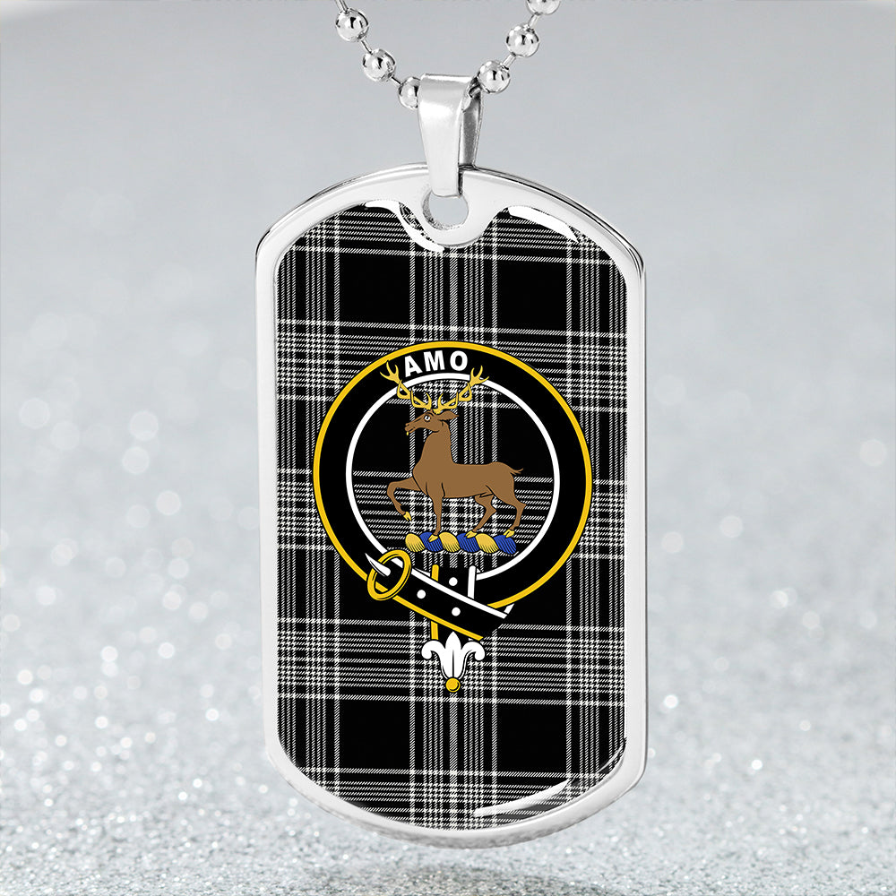 Scott Black & White Modern Clan Badge Classic Tartan Dog Tag Necklace