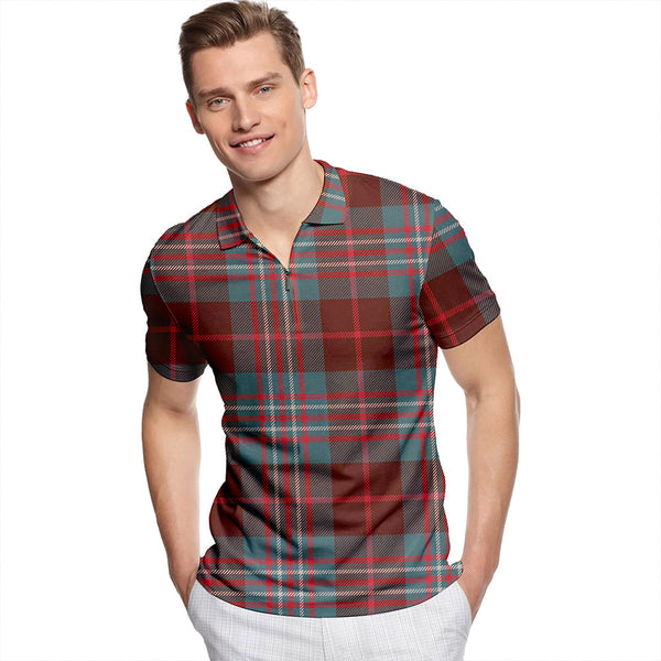 Scott Brown Hunting Weathered Tartan Classic Lapel Zip Short Sleeve Polo