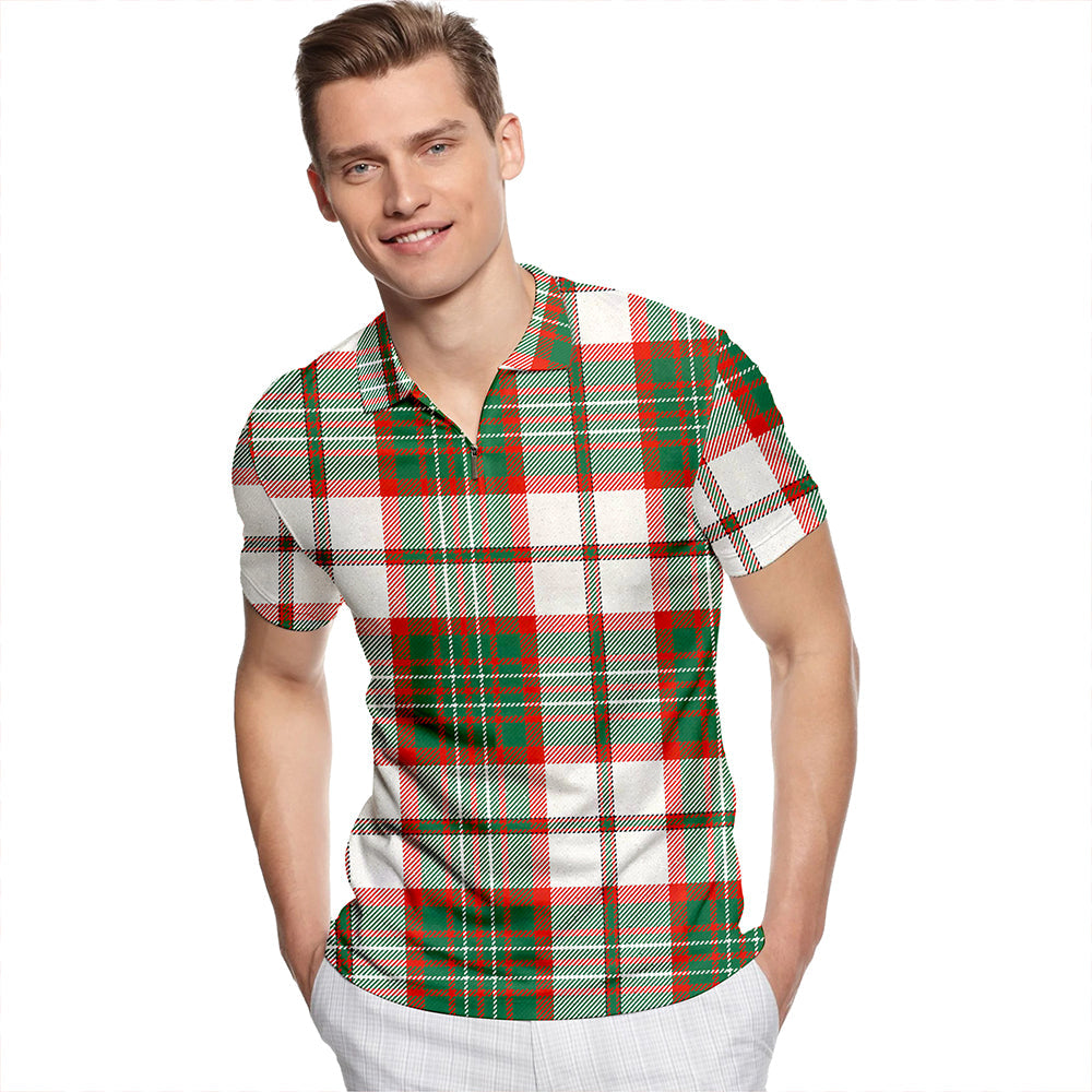 Scott Dress Anceint Tartan Classic Lapel Zip Short Sleeve Polo