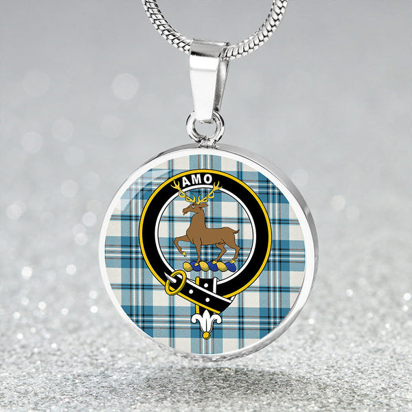 Scott Dress Turquoise Ancient Clan Badge Tartan Classic Circle Necklace