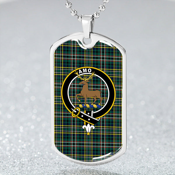 Scott Green Modern Clan Badge Classic Tartan Dog Tag Necklace