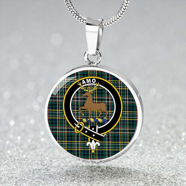 Scott Green Modern Clan Badge Tartan Classic Circle Necklace