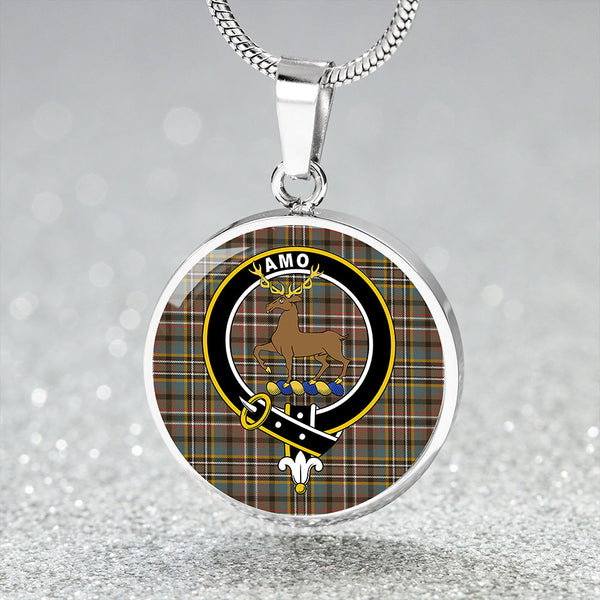 Scott Green Weathered Clan Badge Tartan Classic Circle Necklace