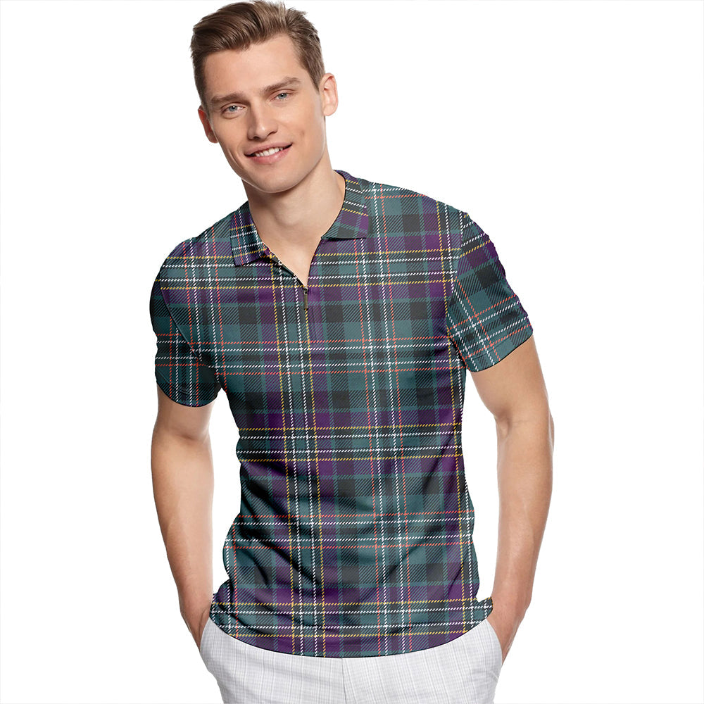 Scott Hunting #2 Weathered Tartan Classic Lapel Zip Short Sleeve Polo