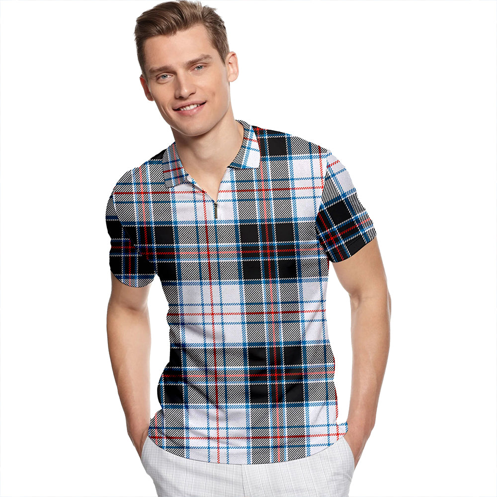 Scott MacRae Ancient Tartan Classic Lapel Zip Short Sleeve Polo