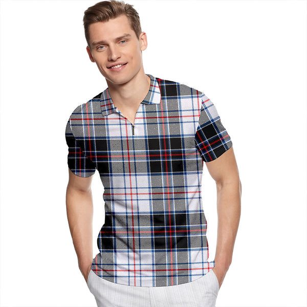 Scott MacRae Modern Tartan Classic Lapel Zip Short Sleeve Polo