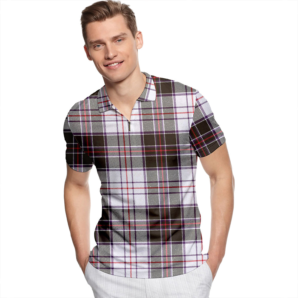 Scott MacRae Weathered Tartan Classic Lapel Zip Short Sleeve Polo