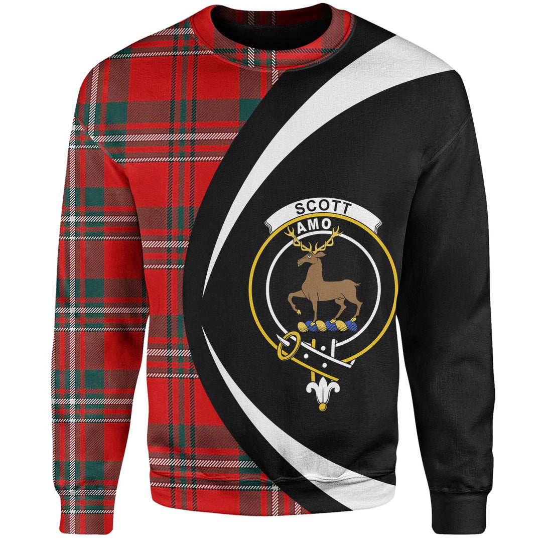 Scott Modern Clan Badge Tartan Sweatshirt Circle Style Personalized