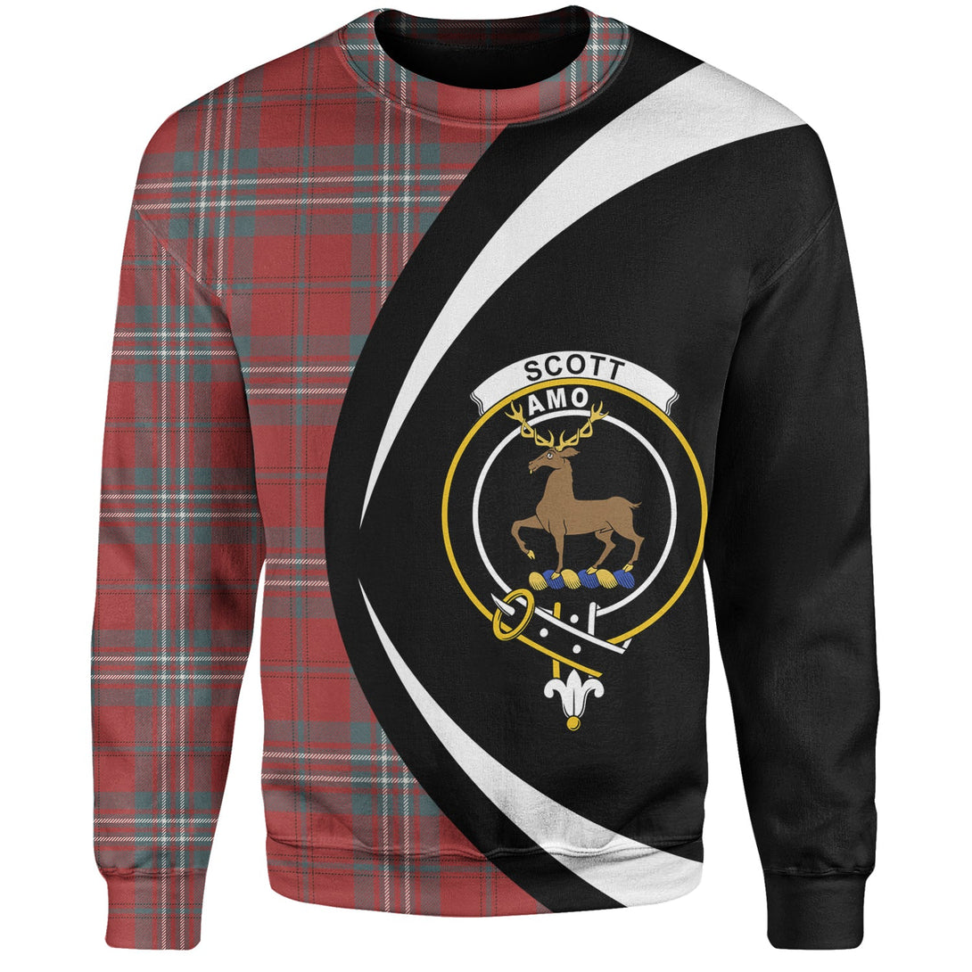 Scott Weathered Clan Badge Tartan Sweatshirt Circle Style Personalized