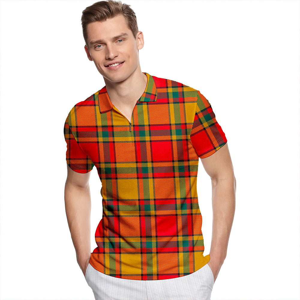 Scrimgeour of Glassary Modern Tartan Classic Lapel Zip Short Sleeve Polo