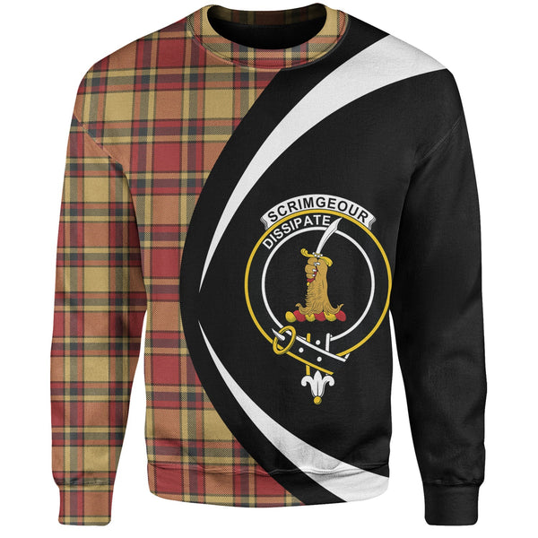 Scrimgeour of Glassary Weathered Clan Badge Tartan Sweatshirt Circle Style Personalized